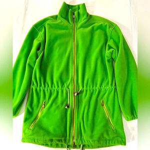 Bogner fleece zip up with cinch waist and zip pockets. Bright green. Size M